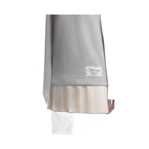 Moncler Pleated Logo Patch Long-Sleeved Polo Dress