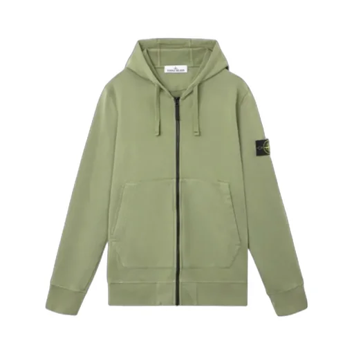 Stone Island Logo Patch Zip-Up Hoodie