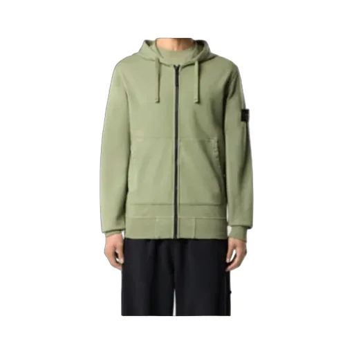 Stone Island Logo Patch Zip-Up Hoodie