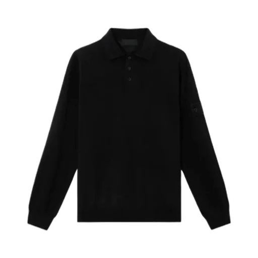 Stone Island Logo Patch Long Sleeved Polo Shirt