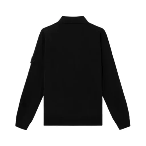 Stone Island Logo Patch Long Sleeved Polo Shirt