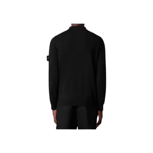 Stone Island Logo Patch Long Sleeved Polo Shirt
