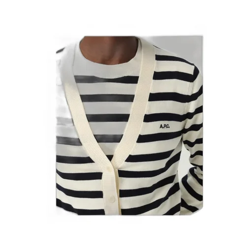 A.P.C. Gaelle Striped Knit Cardigan