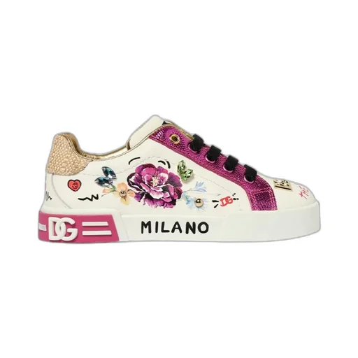Dolce & Gabbana Kids Flower Printed Sneakers