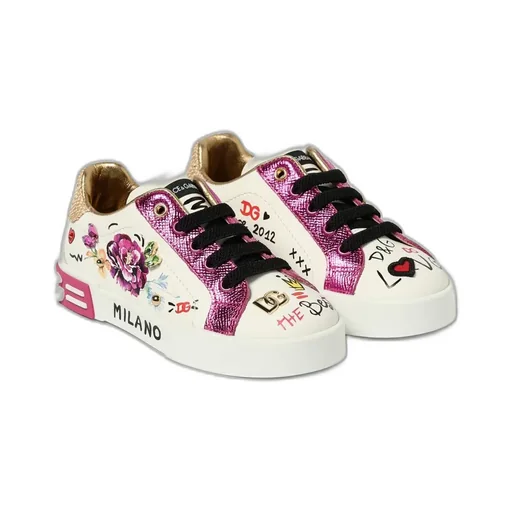 Dolce & Gabbana Kids Flower Printed Sneakers