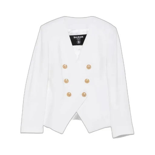 Gold-Button Double-Breasted Jacket