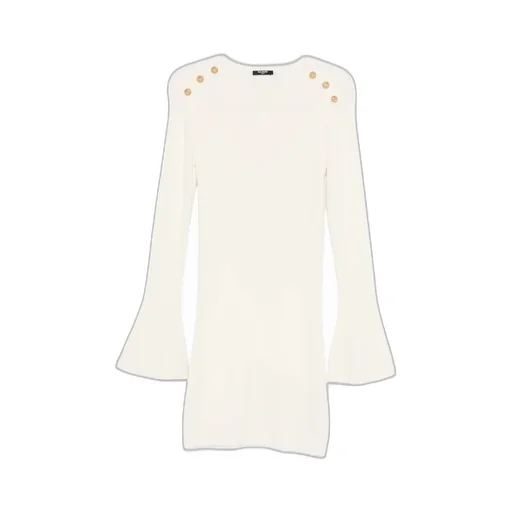 Bell-Sleeve Button-Detail Dress
