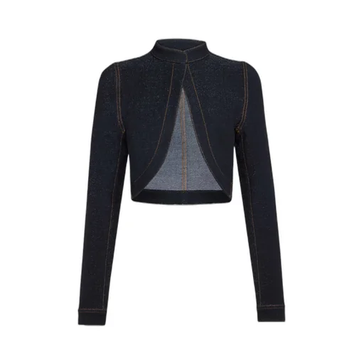 Alaa Denim Knit Cropped Jacket