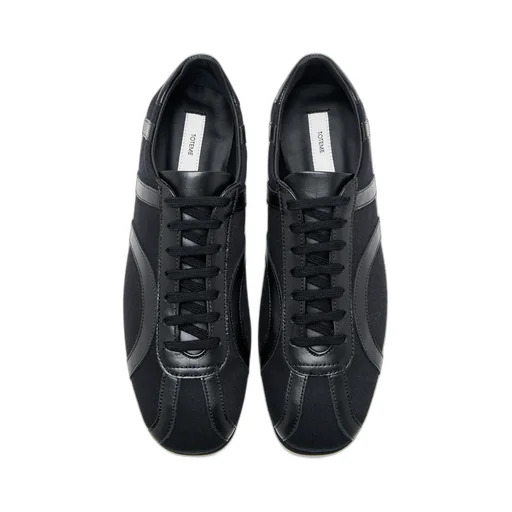 Leather-Panel Recycled-Cotton Sneakers