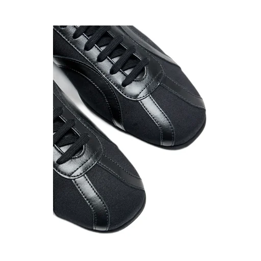Leather-Panel Recycled-Cotton Sneakers