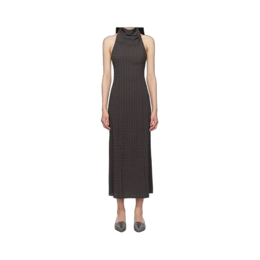 Maxi Halter-Neck Gingham Dress