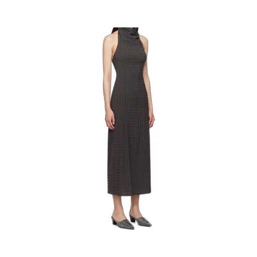 Maxi Halter-Neck Gingham Dress