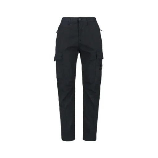 Stone Island Logo Patch Tapered-Leg Trousers
