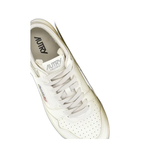 Perforated Platform Leather Sneakers