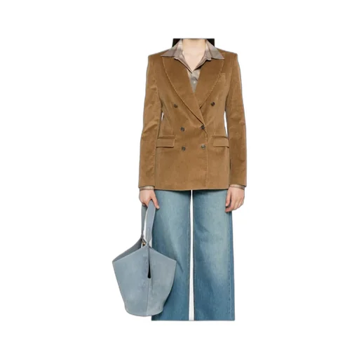 Double-Breasted Corduroy Velvet Jacket