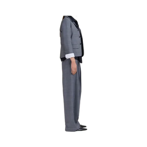 Blue Wool Trousers With Prince Of Wales Check