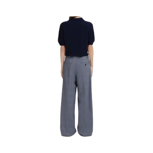 Blue Wool Trousers With Prince Of Wales Check