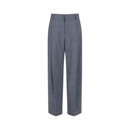 Blue Wool Trousers With Prince Of Wales Check