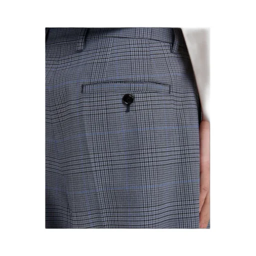 Blue Wool Trousers With Prince Of Wales Check