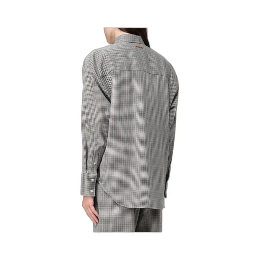 Msgm Long Sleeved Checked Embellished Shirt