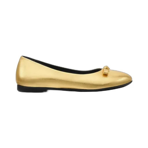 Versace Kids Gianni Ribbon Metallic Ballerinas