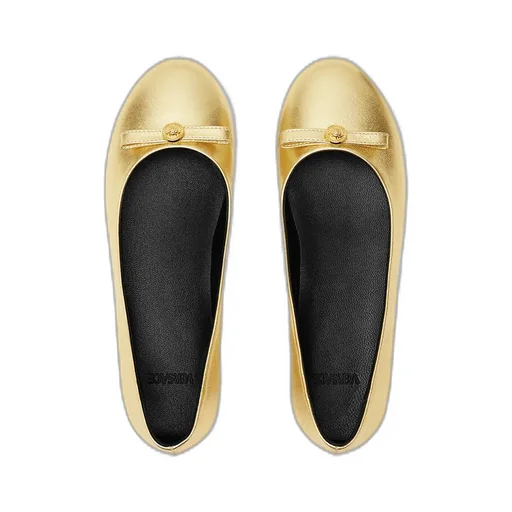 Versace Kids Gianni Ribbon Metallic Ballerinas