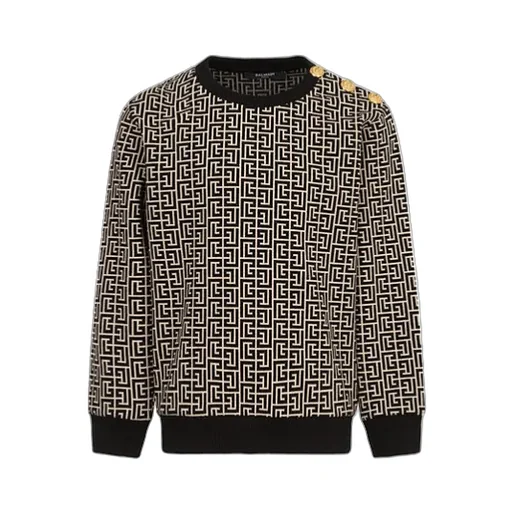 Monogram-Pattern Button-Detail Sweater