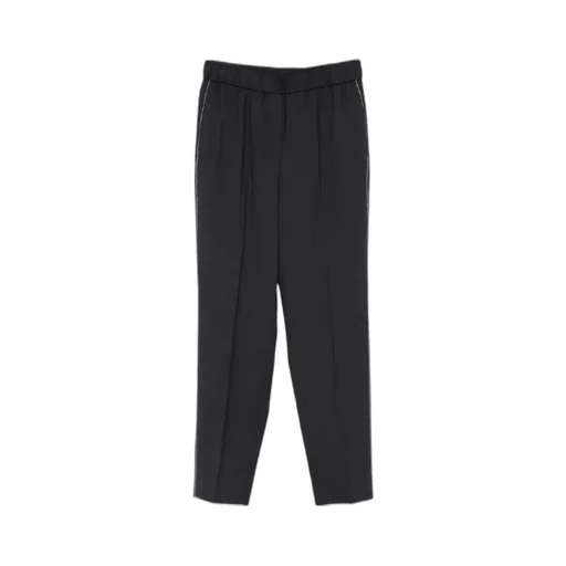 Elasticated-Waist Side-Stripe Trousers