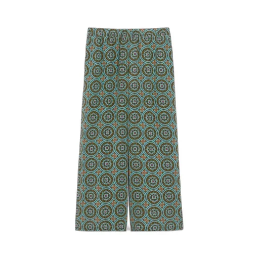 Printed Silk Cropped Trousers
