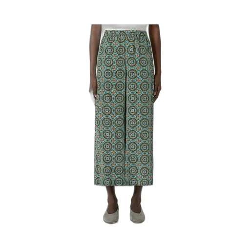 Printed Silk Cropped Trousers