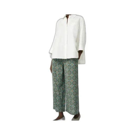 Printed Silk Cropped Trousers