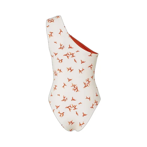 Fendi Coral Printed One-Shoulder Swimsuit