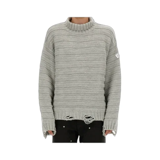 Mm6 Maison Margiela High-Neck Drop-Shoulder Distressed Jumper