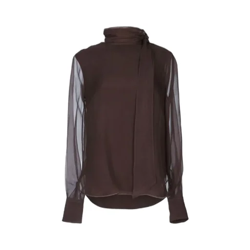 Brunello Cucinelli Bow Detailed High Neck Blouse