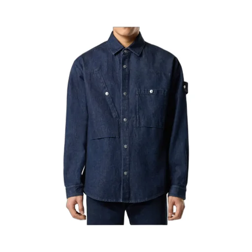 Stone Island Logo Patch Long Sleeved Shirt Jacket