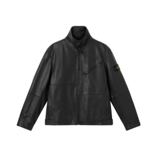 Panelled Zip-Fastening Leather Jacket