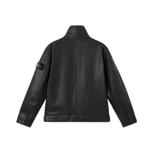 Panelled Zip-Fastening Leather Jacket
