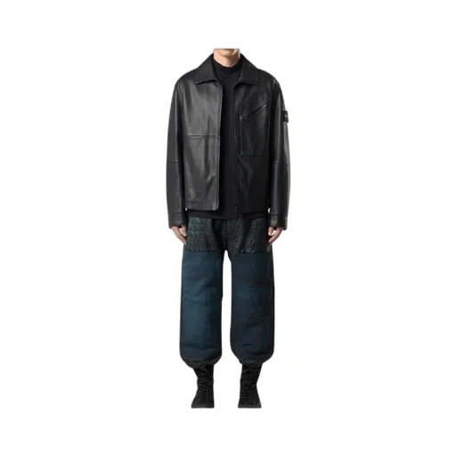 Panelled Zip-Fastening Leather Jacket