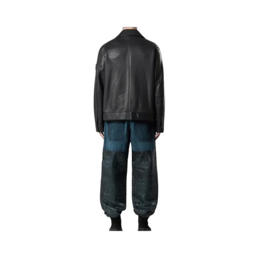 Panelled Zip-Fastening Leather Jacket
