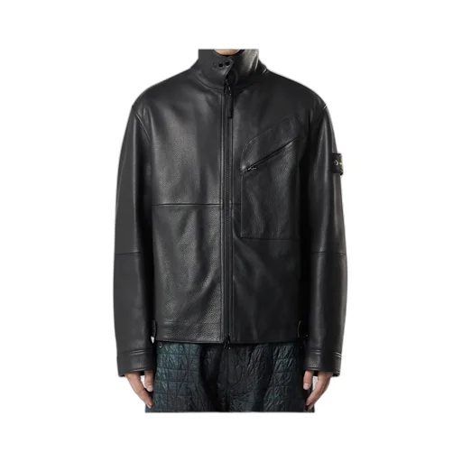 Panelled Zip-Fastening Leather Jacket