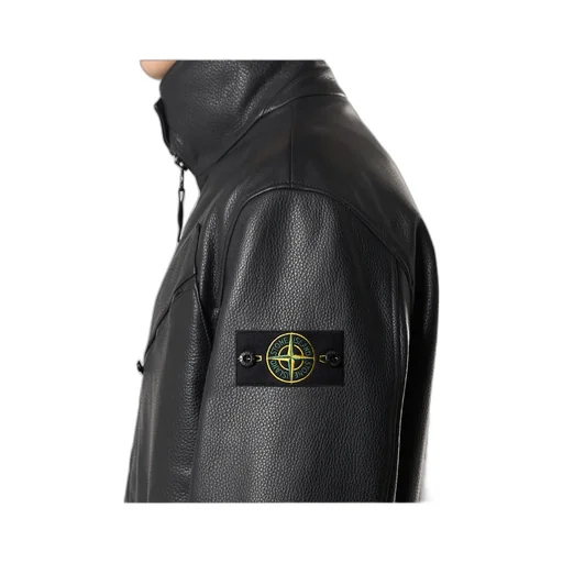 Panelled Zip-Fastening Leather Jacket