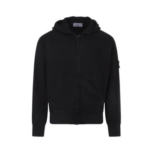 Stone Island Oversized Fit Hooded Zip-Up Sweatshirt