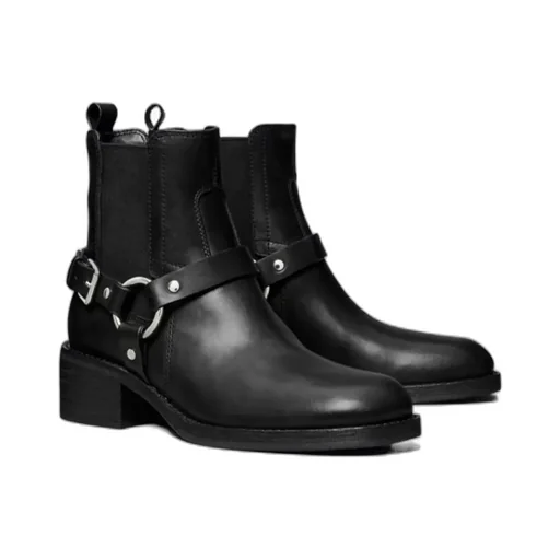 Buckle-Strap Ring Detail Boots