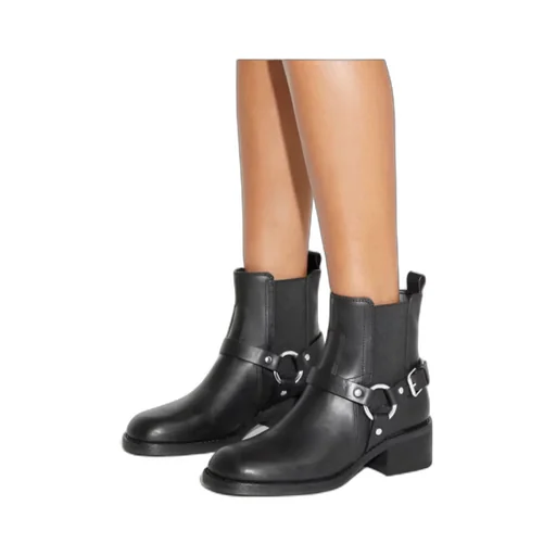 Buckle-Strap Ring Detail Boots