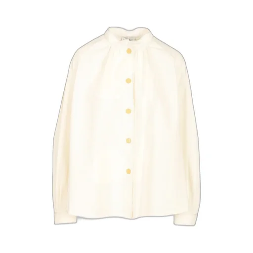 Forte Forte Mandarin Collar Puff Sleeve Top