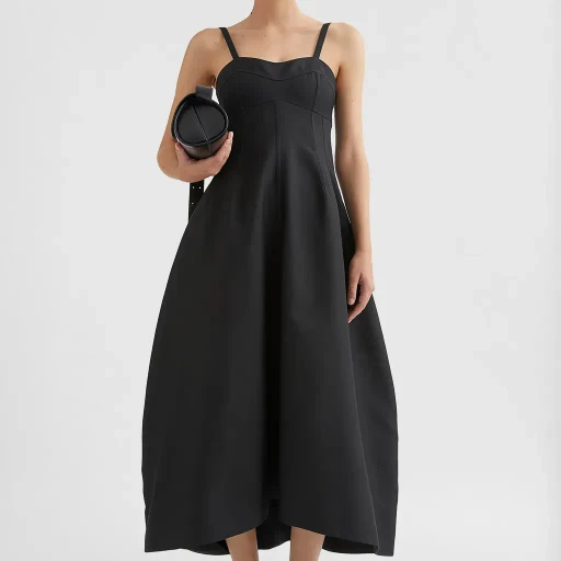 Technical Gabardine Bustier Dress