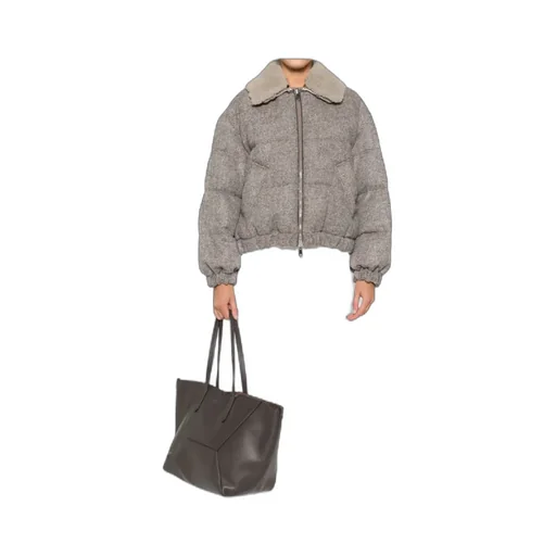 Brunello Cucinelli Herringbone Zip-Up Quilted Jacket