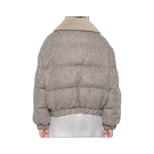 Brunello Cucinelli Herringbone Zip-Up Quilted Jacket