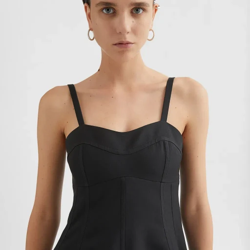 Technical Gabardine Bustier Dress