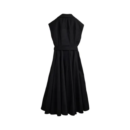Zip-Detail Belted Dress